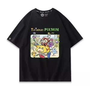 Pikmin Anime Vàng Pikmin Áo Thun Nam Mùa Hè Tay Ngắn Khớp In Quần Áo Nửa Tay Màu Xanh Pikmin
