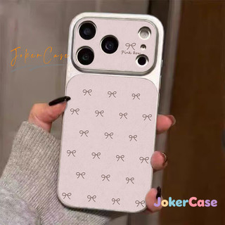 Ốp Lưng Cho IPhone 15 17 16 11 13 14 12 Pro Max 16 7 15 14 8 Plus Bìa giả da họa tiết vải thiều Sweet Bow