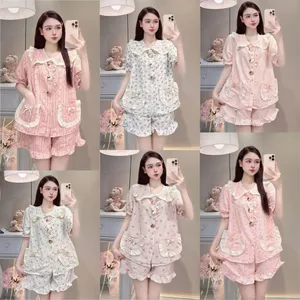 Bộ Đồ Ngủ Nữ JUSOKA Pijama DU52 Chất Liệu Đũi Vân Mây Cố Sen Viền Bèo Siêu Mềm Mịn Nhiều Họa Tiết Dễ Thương