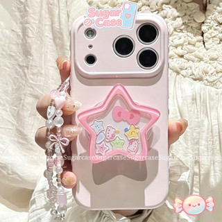 Ốp Lưng Cho Samsung A17 A07 A56 A36 A16 A26 A05 A06 A15 A05 A50 A03 A54 A55 Sweet Star Stand Bowknot Bracelet Bìa mềm