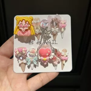 Hoạt Hình Mới Cô Gái Đẹp Handmade Đeo Móng Tay Làm Trắng Da Có Thể Tháo Rời Nguyên Chất Handmade Móng Tay Dễ Thương Phụ Kiện Công Chúa