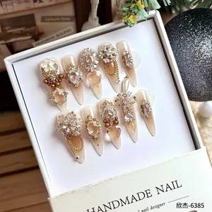 Cánh Dài Giàu Có Cổng Megalodon Zircon Kim Cương Năm Mới Chuyển Phong Cách Nhẹ Sang Trọng Cao Cấp Handmade Móng Tay Đeo Móng Tay