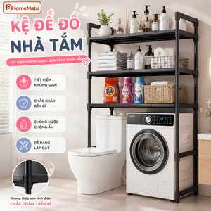 Kệ Máy Giặt HomeMate 3–4 Tầng Khung Thép Sơn Tĩnh Điện, Kệ Để Đồ Nhà Tắm Đa Năng Tiết Kiệm Không Gian