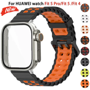 Dây đeo + vỏ tương thích cho Huawei Watch Fit 5 Pro / Fit 5 / Fit 4 Pro / Fit 4 dây đeo thể thao thoáng khí PC bảo vệ toàn màn hình