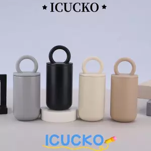 Bình nước cách nhiệt ICUCKO, Cốc giữ nhiệt nhẹ bằng thép không gỉ, có tay cầm Cốc cà phê du lịch chống rò rỉ 500ml
