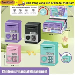 SUNKISSD Đồ chơi trẻ em Heo đất, Mật khẩu Mini Hộp tiền tiết kiệm tiền, ATM Đồ chơi tiết kiệm tài chính Quà tặng trẻ em Ngân hàng tiết kiệm tiền Bé trai Bé gái