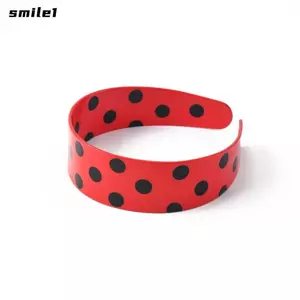 Băng đô chấm bi SMILE, Dây buộc tóc Acetate rộng đầy màu sắc, Phụ kiện tóc Boho màu đen co giãn