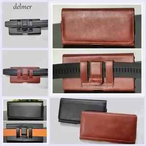 Túi đeo thắt lưng điện thoại di động DELMER, Túi đựng điện thoại đa năng đơn giản bằng da PU, Túi đeo thắt lưng lật Quy trình may vá Vỏ thắt lưng điện thoại Vỏ kẹp đi chơi