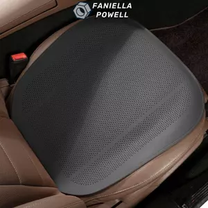 FANIELLAPOWELL Đệm mát mẻ, Đệm ngồi ô tô thoáng khí nửa gói, Đệm ngồi thông gió bằng da PU màu trơn thoải mái Bốn mùa