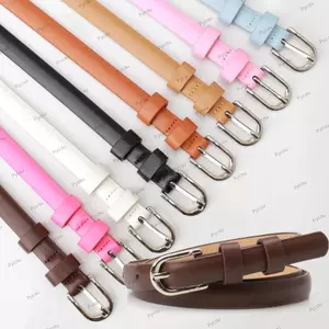 Thắt lưng Skinny nữ PYCOU, Thắt lưng thời trang có thể điều chỉnh màu trơn, Xu hướng Vintage Khóa kim Thắt lưng da PU để mặc thường ngày
