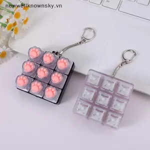 MỚI 1 Chiếc Silicone Cat Paw 9 Phím Keycaps Bàn Phím Móc Khóa Không Có Ánh Sáng Fidget Đồ Chơi Chống Lo Âu Điểm Keycaps Đảng Giảm Căng Thẳng DIY Keycaps Đồ Chơi SKY