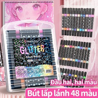 Bút dạ màu acrylic marker 24/96 màu cao cấp tươi sáng 2 đầu tươi sáng dùng trên nhiều chất liệu