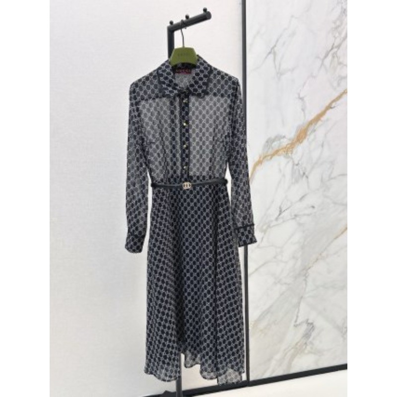 Váy dài có ve áo Jacquard hơi trong suốt mới dành cho nữ