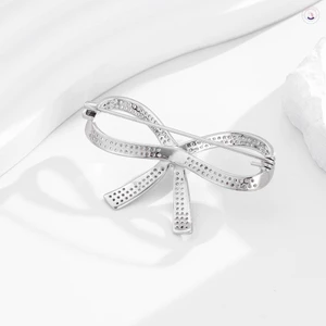 Trâm cài nơ đính ngọc trai và Zircon cho nữ Pin đồng hợp kim thanh lịch