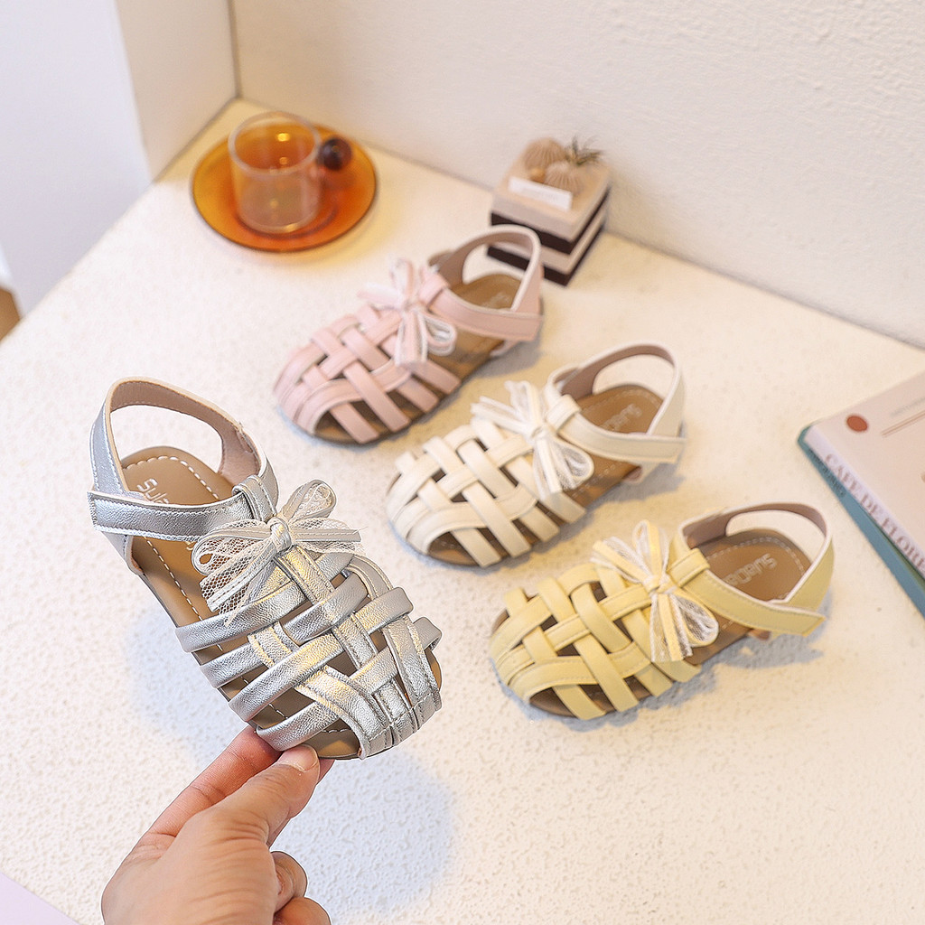Giày sandal trẻ em đan lưới nơ voan, đế mềm êm chân, chống trượt, dễ mang cho bé đi chơi hoặc đi học