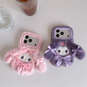 Hoạt Hình Hoạt Hình Sang Trọng Kuromi Thích Hợp Cho iPhone17promax Apple 16 Ốp Lưng Điện Thoại Thu Đông Phong Cách 15 Nơ 14