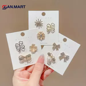 AN.MART Thời Trang Thổ Cẩm Hoa Nơ Thổ Cẩm Dành Cho Nữ Kim Loại Chống chói Ve Áo Pin Cố Định Quần Áo Chân Áo Len Áo Phụ Kiện Quần Áo VN