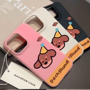 Ốp lưng iPhone họa tiết chó xúc xích cao cấp kết cấu da mềm chống sốc - iP X/XS/11/12/13/14/15/16/17/Plus/Pro/Max/Air