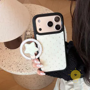 Phone Case For iPhone 17 Pro Max Plus 16 15 14 13 12 with Griptok TPU Magnetic Black with Griptok Star Gilding Aesthetic Korean Cute