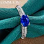 URMYLADY Bạc 925 Xanh Zircon Kích Thước 7-10 Nhẫn Nữ Tiệc Cưới Thời Trang Quyến Rũ Trang Sức