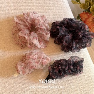 Yoing / Retro Floral Gạc Scrunchy Phụ kiện tóc buộc tóc