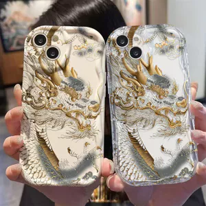 Ốp Lưng Cho Redmi Note 14 13 12 11 10 8 13T 14T 15T Pro A5 A3 A2 A1 14C 13C 12C 11A 10C 9A 9C Poco C75 C65 C61 C55 C31 Kem Sóng Cong Edge Motif Trung Quốc Loong NYK313