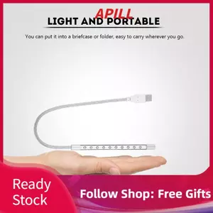 apill Fydun Đèn LED USB sáng Máy tính xách tay & PC 10 Cái Đèn linh hoạt di động Chiếu sáng bàn phím đọc sách lý tưởng - SilverBlackRed Options (Silver)