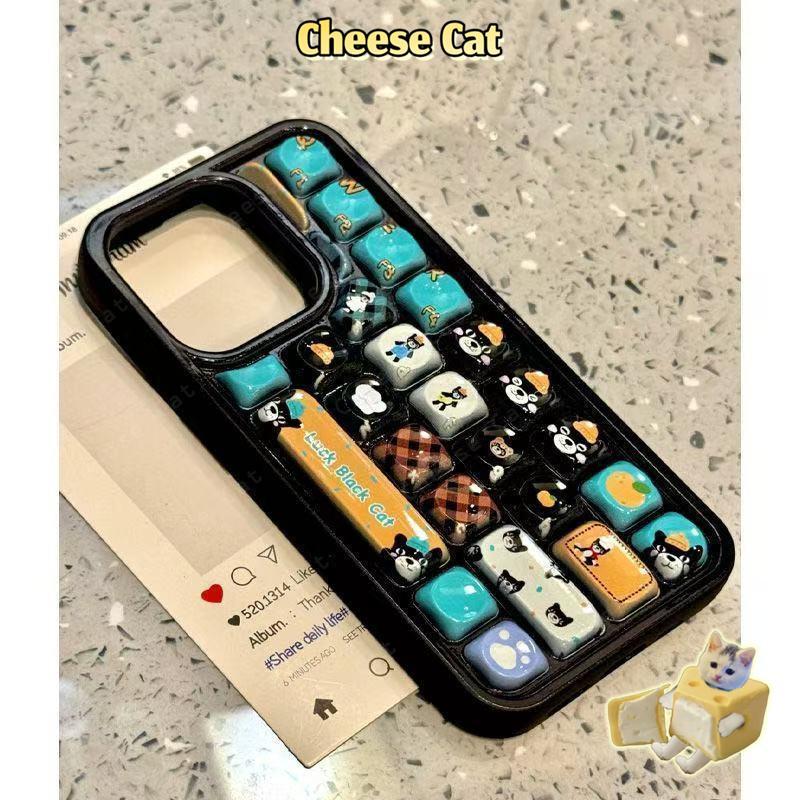 3D Bàn Phím Mèo Đen Sáng Tạo Ốp Lưng Điện Thoại iPhone 11 14 13 15 12 16 17 Pro Max Giảm Căng Thẳng ốp Lưng Điện Thoại