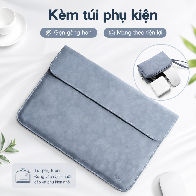 Túi Da Chống Sốc,Túi da PU đựng laptop,13.6-14.2 inch,Bộ 2 món,Gửi gói nguồn điện,chất lượng cao,chống nước