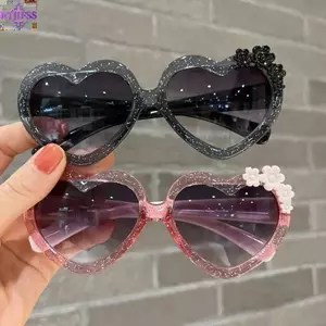 Kính râm hoa hoạt hình RTJIFSS, Kính râm trẻ em đáng yêu hình trái tim, Họa tiết dễ thương ngọt ngào Kính mắt trẻ em chống tia cực tím Bảo vệ trẻ em