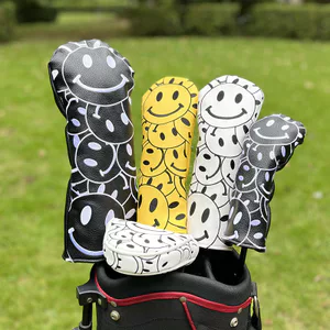 Vỏ bọc câu lạc bộ bằng gỗ GOLF Mặt cười Vỏ bảo vệ câu lạc bộ GOLF Số. 1 Fairway Gỗ Nhỏ Chân Gà Hình Bán Nguyệt Putter Nắp
