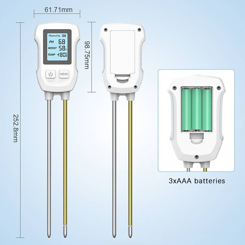 MUQV Máy đo đất LCD kỹ thuật số 3 trong 1 Máy đo độ ẩm nhiệt độ PH với dụng cụ đo thực vật Balight cho cây hoa Vườn n