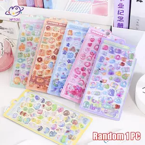 HFTOY 1 Tờ Ngộ nghĩnh Ngọt Ngào Động Vật Nhỏ 3D Giảm Stiers Thêu Sò DIY Nhật Ký Trang Trí Nhật Ký Nhật Ký Văn Phòng Phẩm Đề Can Kawaii ~
