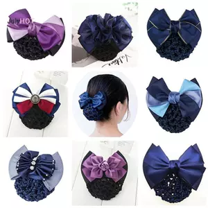 JULYHOT Y Tá Tiếp Viên Phụ Kiện Tóc Nơ Sọc Lưới Bun Tóc Nữ Barrette Lưới Bun Móc Lưới Bun Snood Massivedeals