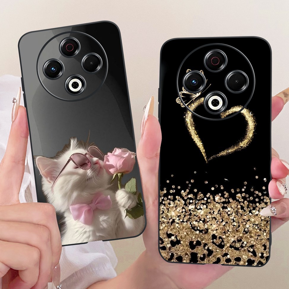 Dành Cho Tecno Spark 30 KL6 Vỏ Điện Thoại Cho Techno Spark 30 Ốp Lưng Silicon Mèo Dễ Thương Hoa Sang Trọng Sơn Thoáng Mát Mềm Funda