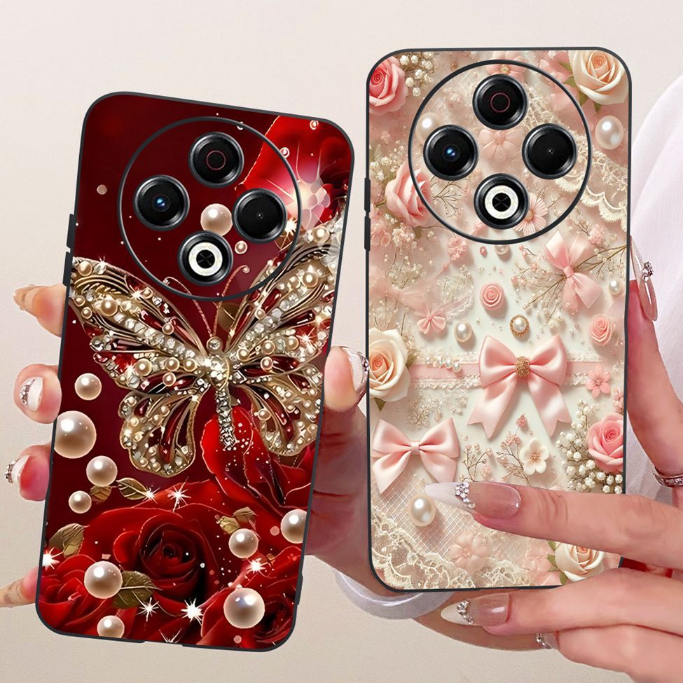 Dành Cho Tecno Spark 30 KL6 Vỏ Điện Thoại Cho Techno Spark 30 Ốp Lưng Silicon Mèo Dễ Thương Hoa Sang Trọng Sơn Thoáng Mát Mềm Funda
