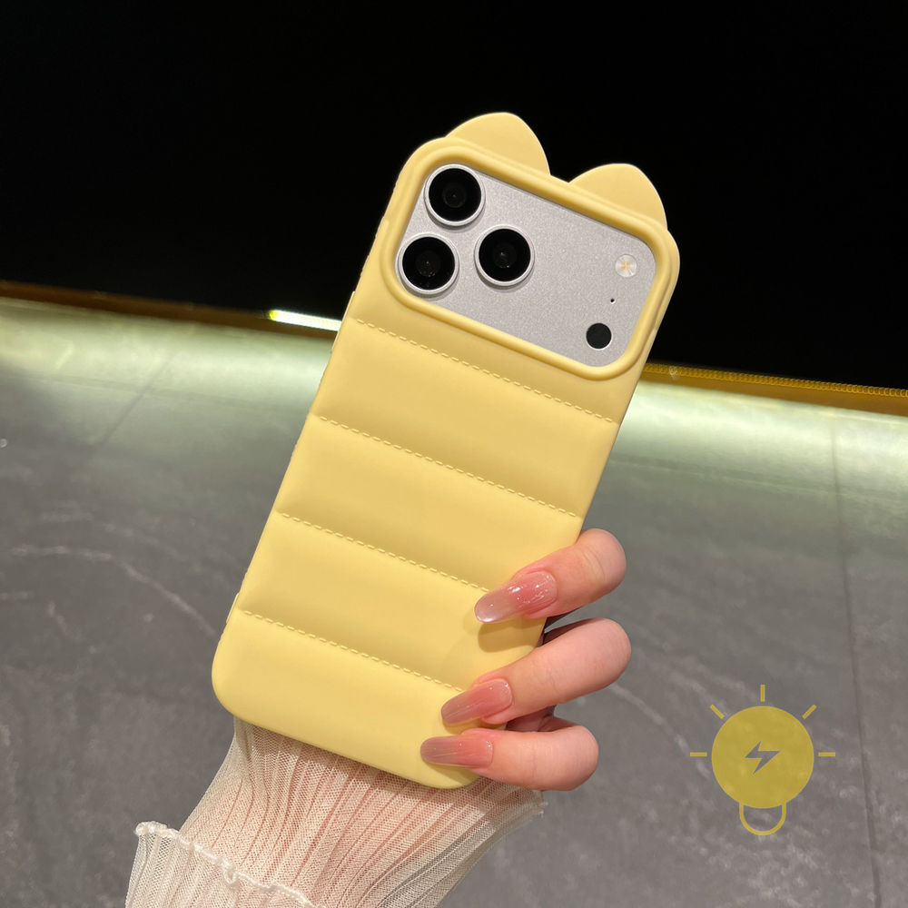Phone Case For iPhone 17 Pro Max 16 15 14 15/14/13 TPU Cat Soft PU 3D Aesthetic Korean Cute