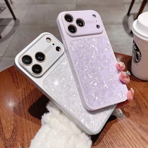 Ốp Điện Thoại Thủy Tinh Họa Tiết Vỏ Đơn Giản Cho iPhone 17 Pro Max 16 15 14 13 Vỏ Bảo Vệ Chống Sốc