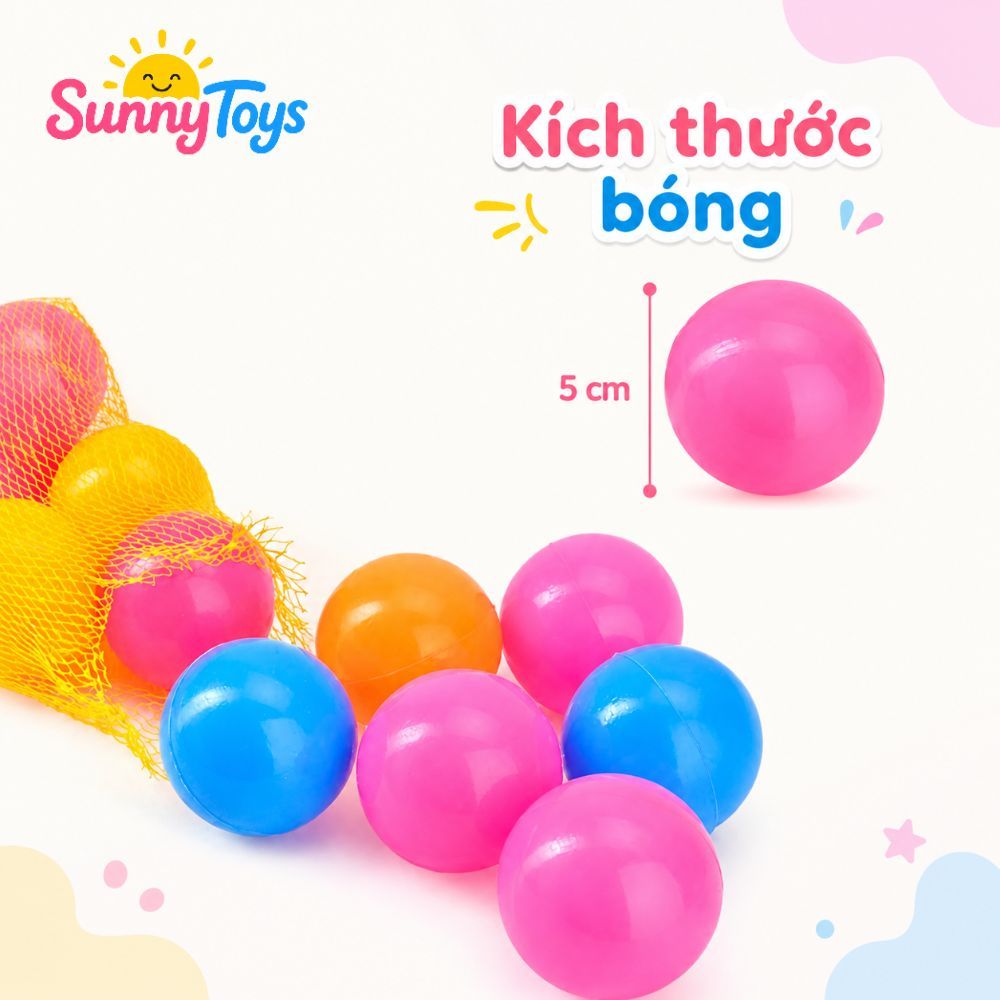 Combo 20 50 100 Bóng Nhựa Mềm SunnyToys - Bóng Nhiều Màu Cho Bé Chơi Nhà Bóng