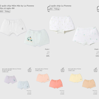 La Pomme SS26.T6.1 Set quần chip cho bé trai, bé gái chất liệu mềm mịn