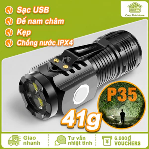 Đèn Pin Mini Cầm Tay Siêu Sáng, Chống Nước, Nhiều Chế Độ Chiếu Xa, Sạc Được Tiện Lợi Khi Du Lịch Ngoài Trời