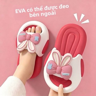 Dép lê thỏ nơ cho bé gái - Dép EVA đế dày chống trượt, đi trong nhà và ngoài trời mùa hè