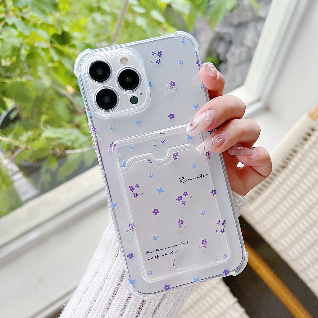 Ốp Điện Thoại Trong Suốt Có Giá Đỡ Thẻ Cho OPPO A6 Pro A15 A16 A54 A76 A3S A12E A5S A12 A5 A9 2020 A52 A72 A92 A53 A3 A16K A5X A17 A38 A58 A78 4G Coquette Hoa Nơ