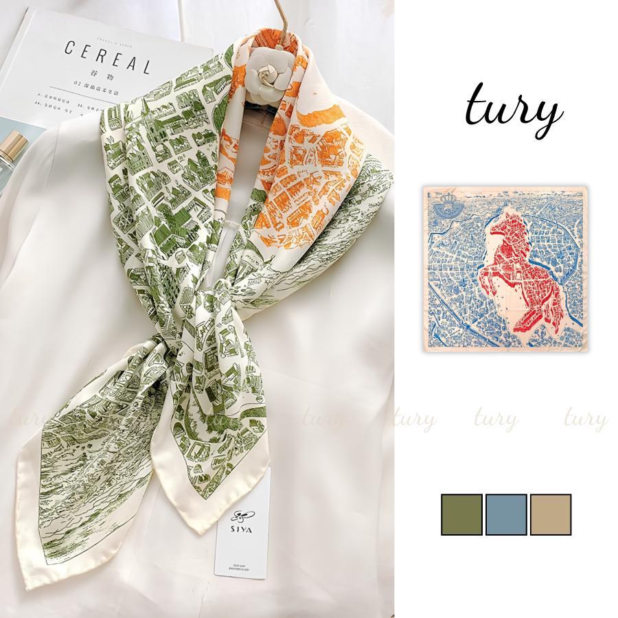 Khăn Lụa Nữ - Tury - Khăn Lụa Chiffon Phối Họa Tiết con Ngựa Cá Tính - K9109