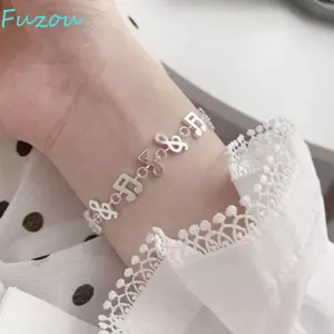 Vòng tay ghi chú âm nhạc FUJIOU, Vòng tay bạc thời trang thẩm mỹ, Trang sức tinh tế Tuyệt đẹp có thể điều chỉnh tám nốt tay Dây chuyền nữ
