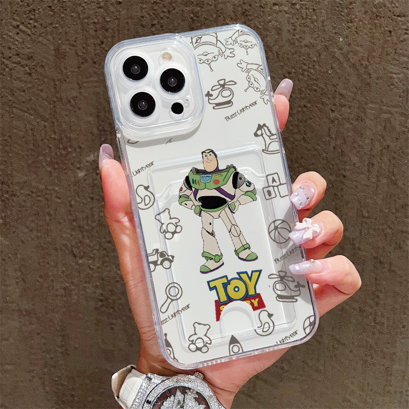 Ốp Điện Thoại Trong Suốt Có Giá Đỡ Thẻ Cho IPhone 6 6S SE 16E 2020 7 8 X XS Max XR 11 12 13 14 Plus 15 16 17 Pro Max 17 Búp Bê Cao Bồi Retro