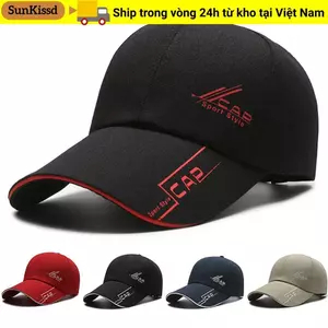 Mũ bóng chày SUNKISSD, Mũ chống nắng có thể điều chỉnh đa năng, Bonnet dài viền màu trơn thời trang Giải trí ngoài trời