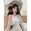 Mùa xuân hè 2026 Phong cách mới Khâu ren tinh khiết Phong cách mong muốn Cổ áo chéo Áo sọc Slim-fit quây