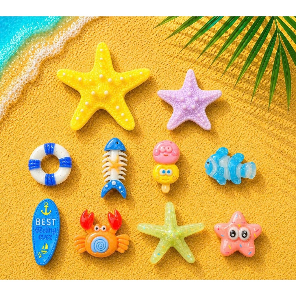 [ĐỘC QUYỀN]  Set Charm Biển Xanh Mùa Hè 🏖️⭐🐠 Set Sao Biển gắn dép siêu dễ thương