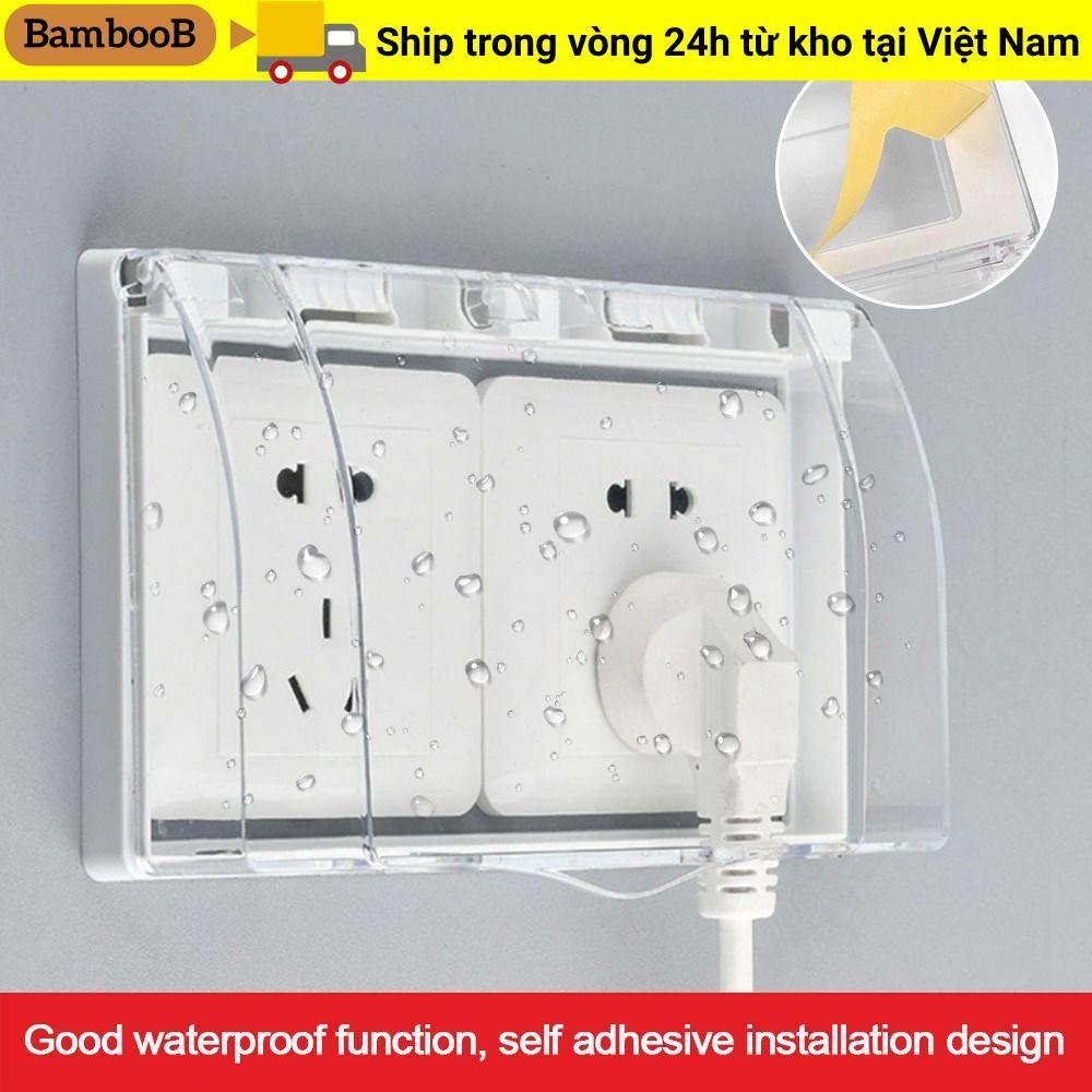 Hộp chống nước ổ cắm BAMBOOB, Vỏ bảo vệ công tắc treo tường tự dính, Nguồn cung cấp ổ cắm điện Hộp chống văng bằng nhựa loại 86 Phòng tắm